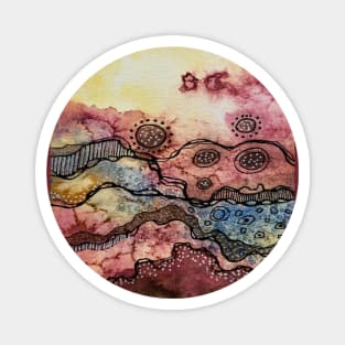 Abstract Landscape Watercolor Earth Tones Magnet